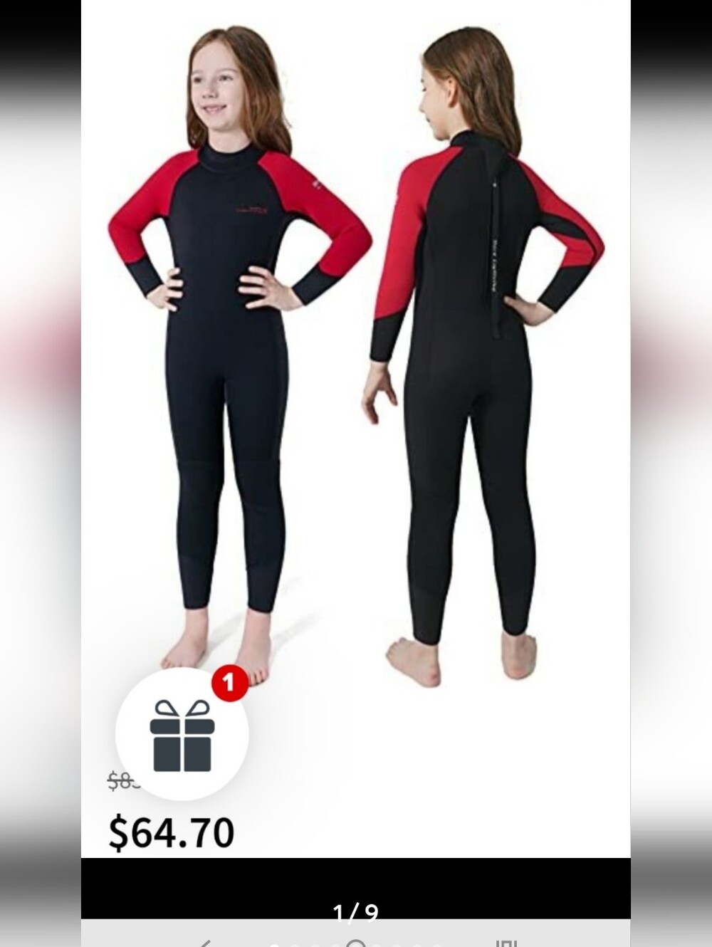 Dark Lightning 3/2mm Kids UNISEX Wetsuit Size 8